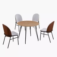 طقم طاولة سفرة مستديرة سطح ألواح ليفية متوسطة الكث...