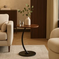 طاولة جانبية لورفيانا بتصميم حديث بسطح خشبي دائري...