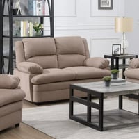 كنبة قماش مقعدين لون رمادي و بيج من إيربان بأرجل ب...