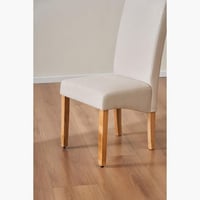 كرسي طعام من أنجيليك قماش بيج بارجل خشب زان لون خش...