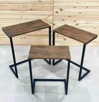 طقم طاولات بيلا روزا مدرج ثلاث قطع بسطح خشب بني وب...