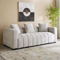 كنبة إيزولا بـ3 مقاعد و3 وسائد قماش بوكلية لون رما...