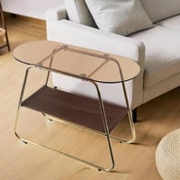 طاولة خدمة وتقديم دورين سطح زجاج بقاعدة معدن - لون...