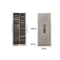 دولاب ملابس كلاريسا كبير 2 باب خشب باللون رمادي دا...