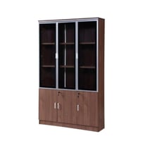 دولاب ملفات سيينا 3 درفات خشب بني فاتح مع زجاج