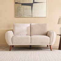 كنبة بيليسا مقعدين قماش شانيل ناعم لون بيج بارجل خ...