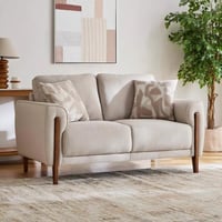 كنبة لوفت مقعدين مع وسادتين قماش كتان لون بيج بأرج...