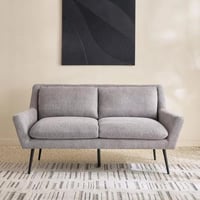 كنبة أردورا بمقعدين قماش لون رمادي بارجل معدن اسود