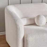 كنبة ليينيو مقعدين قماش بوكليه لون كريمي بارجل بلا...