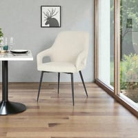 كرسي طعام دانييلا قماش بيج هادي بأرجل معدن اسود