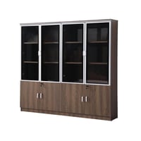 دولاب ملفات سيينا 4 درفات خشب بني مع زجاج