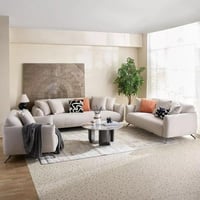 كنبة زارِيلا مقعدين و 3 وسائد قماش لون كريمي بارجل...