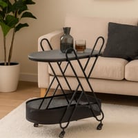 عربة تقديم مودرن ترولي أكاسا سطح خشبي و رف معدني