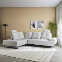 كنبة زاوية زين يسار قماش لون كريمي بظهر قابل للتعد...