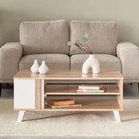طاولة قهوة سيلمورا خشب هندسي برفين لون ابيض مع بيج