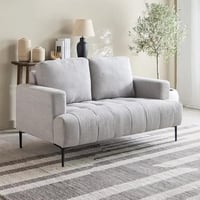 كنبة نوڤيرا بمقعدين قماش رمادي فاتح بأرجل معدن أسو...