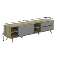 طاولة تلفزيون خشب ماليزي اللون خشبي و رمادي مقاس 1...