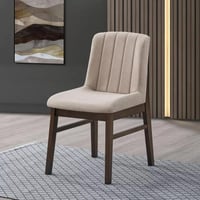 طقم طاولة سفرة خشب مطّاط بني مع 2 كراسي قماش بيج -...