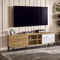 طاولة تلفزيون جارون خشب باللون الخشبيx أبيض مقاس 2...