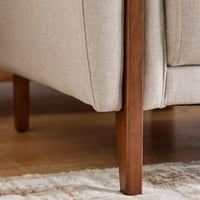 كنبة لوفت مقعدين مع وسادتين قماش كتان لون بيج بأرج...