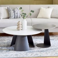 طقم 2 طاولة قهوة مارالينا سطح من الحجر الملبد ابيض...