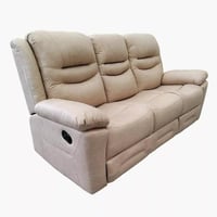 كرسي استرخاء فورما من الجلد الصناعي لون بيج 3 مقاع...