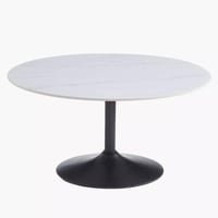 طاولة قهوة زيلڤيورا مستديرة سطح حجر ملبد ابيض بقاع...