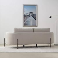 كنبة قماش 3 مقاعد مع وسادتين بأرجل معدن فضي من سوف...