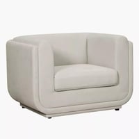 كنبة تورينو مقعد واحد قماش شانيل ناعم لون كريمي با...