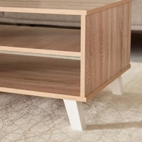 طاولة قهوة سيلمورا خشب هندسي برفين لون ابيض مع بيج