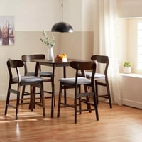 طاولة سفرة مرتفعة خشب صلب لون بني 4 مقاعد - من فِل...