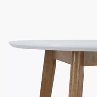 طقم طاولة سفرة مستديرة سطح ابيض خشب مطّاط بمقعدين...