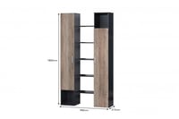 وحدة تخزين خشب بابين و 5 ارفف مع أدراج - أسود وبني