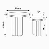 طقم طاولات أورفيلّا أنيق بسطح بيج فاتح وقاعدة أسطو...