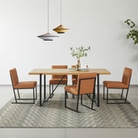 كرسي طعام لوكسمبورج من إندوس يولا قماش كتان لون بن...