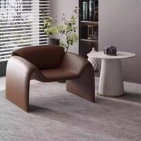 كرسي مفرد جلد هيكل معدني أنجليك - بني