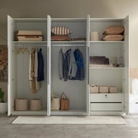 خزانة ملابس بـ6 أبواب عالية اللمعان مع درجين ومرآة...