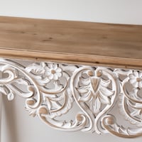 كونسول نوفيلّا بوهيمي من الخشب تشطيب ريفي لون ابيض...