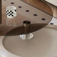 طاولة قهوة بسطح زجاج من سَنا لون كريمي x بني