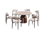 طاولة طعام فيورينزا مستديرة سطح سيراميك بيج و قاعد...