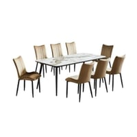 طقم طاولة طعام هانوفيل سراميك براجل معدنيه - 8 كرا...