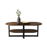 طاولة قهوة بيضاوي بسطح خشب بارما - بني غامق وأسود