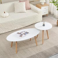 طقم طاولة قهوة فيريلينا قطعتين سطح بيضاوية لون ابي...