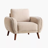 كنبة بيليسا مقعد واحد قماش شانيل ناعم لون بيج بارج...