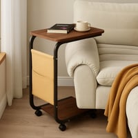 طاولة خدمة رولكس بسطح خشبي وجيب جانبي قماش لون بني...