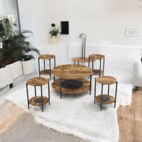 طقم طاولات خشب سيرينا باللون البني فاتح - 5 حبة