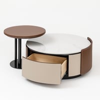 طقم طاولات فاخر بتصميم عصري يجمع بين الجلد والمعدن...