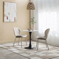 طقم طاولة سفرة مستديرة حجر ملبد بقاعدة معدن اسود م...