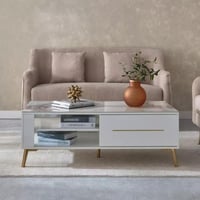 طاولة قهوة سيلفيانا بسطح من الحجر الملبد بدرج و رف...