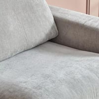 كنبة كومو 3 مقاعد قماش لون رمادي فاتح بارجل بلاستي...